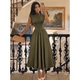 thumbnail image 3 of Women's High Neck Sleeveless Maxi Dress Cinched Waist A-Line Vintage Summer, 3 of 6