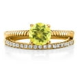 thumbnail image 2 of Gem Stone King 18K Yellow Gold Plated Silver Canary Mystic Topaz Engagement Engagement Ring for Women (1.19 Cttw, Gemstone November Birthstone, Round 6MM, Size 7), 2 of 3