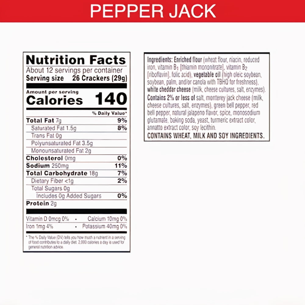 Cheez-It Baked Snack Crackers Pepper Jack 12.4 oz (Pack of 84)