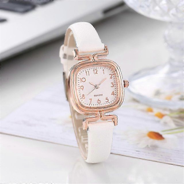 ZHAOCHENG Reloj retro de nicho para mujer, estilo Ins, temperamento simple, cuadrado, pequeño, mini, informal, versátil, reloj de cuarzo para mujer, blanco