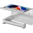 thumbnail image 2 of Toilet Paper Holder with Shelf, Adhesive or Screw Wall Mount Toilet Roll Holder for Bathroom, Rustproof 304 Stainless Steel Commercial Toilet Tissue Holder, 2 Pack Brushed Nickel, 2 of 8