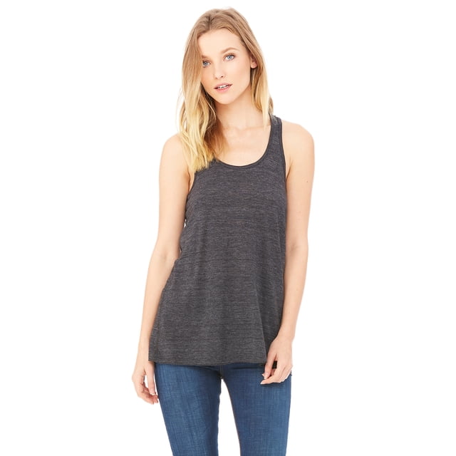 Camiseta sin mangas con espalda cruzada fluida para mujer CHRCL BLACK SLUB L Bella + Lienzo B8800