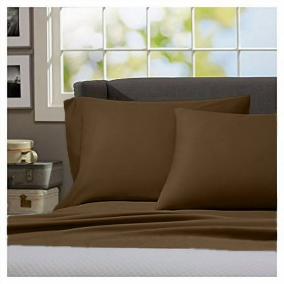 Home Sweet Home Dream Regency Home Cotton Linen Sateen Traditional 3-Piece 1000 Thread Count Mocha Solid Cotton Linen Sateen Sheet Set, Twin – Wrinkle Resistant, Deep Pocket