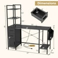 thumbnail image 3 of Costway Bureau de bureau avec Lumières DEL et Prises de Courant Étagères Ouvertes Armoire à 2 Tiroirs, 3 of 10