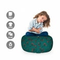 thumbnail image 2 of Teal Storage Toy Bag Chair, Whimsical Modern Style Berry Christmas Pattern Hand Drawn Rustic Traditional, Stuffed Animal Organizer Washable Bag, Large Size, Teal Ruby Vermilion, by Ambesonne, 2 of 3