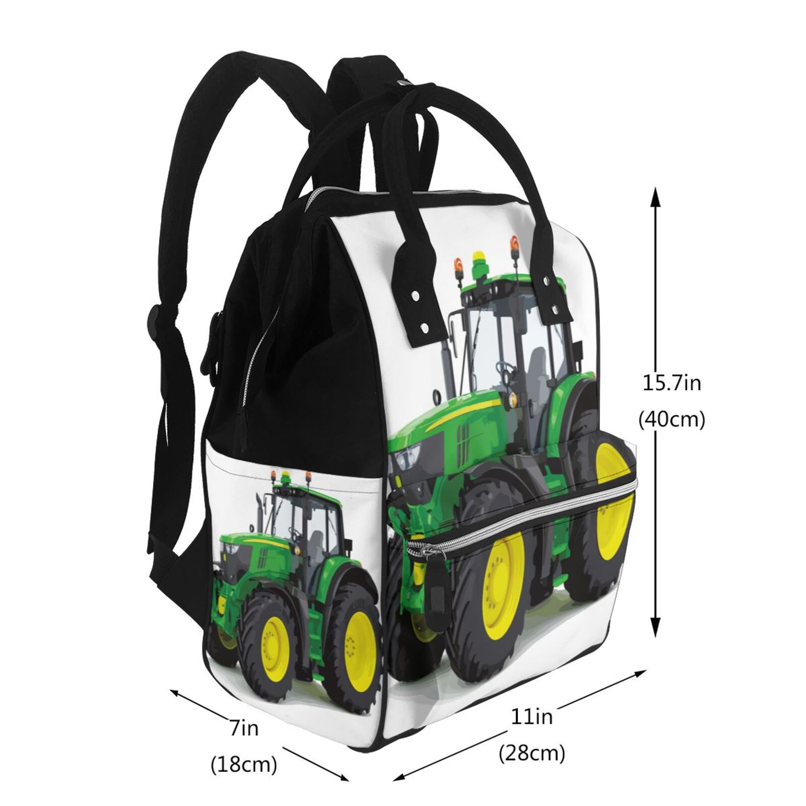 Fuzoiu big farm tractor Print Diaper Bag Backpack,Baby Essentials Travel Tote,Multi function Waterproof Diaper Bag, Travel Essentials Baby Bag - Unisex