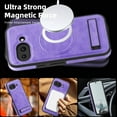 thumbnail image 3 of Dteck Magnetic Case for Google Pixel 9A, Compatible with MagSafe, PU Leather TPU Bumper Shockproof Protective Cover with Kickstand,Purple, 3 of 5