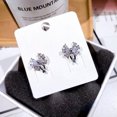 thumbnail image 3 of EOEMY Pear Cut Cubic Zircon Wedding Stud Earring Cute Women 925 Silver Bow Jewelry, 3 of 7