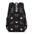 thumbnail image 2 of Black Cat and Dog Paw Print Black Pattern Backpack for School, Cute School Bag with Adjustable Shoulder Straps and Padded Back, 16.9"x12.6"x5.9", 2 of 5