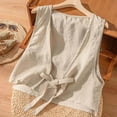 thumbnail image 4 of Women Vests Cotton Linen Sleeveless V Neck Button Open Front Polyester Spring Summer Casual Wear, 4 of 4