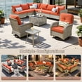 thumbnail image 6 of Vcatnet Outdoor Furniture 10 Pieces Patio Conversation Set All-Weather Rattan Wicker Outdoor Sectionals with Swivel Rocking Chair and Solar-Powered Coffee Table Coarse Orange Red, 6 of 11
