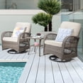 thumbnail image 2 of MeetLeisure 3-Piece Wicker Outdoor Rocking Chair Patio Conversation Set, Beige, 2 of 7
