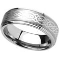 thumbnail image 2 of Wedding Rings For Men 8mm Silver Tungsten Band w Laser Celtic Knot Warranty, 2 of 4