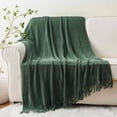 thumbnail image 6 of Battilo Dark Green Throw Blanket,Chenille Knit Throws with Tassels,Christmas Green Throws,50"x60", 6 of 7