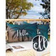 thumbnail image 2 of Pack of 2 Outdoor Pillow Covers, Hello Summer Palm Tree Coconut Tree Blue Sky Waterproof Square Throw Pillowcase Cushion Decorative Pillow Covers for Couch Patio Tent, 20x12 in, 2 of 6