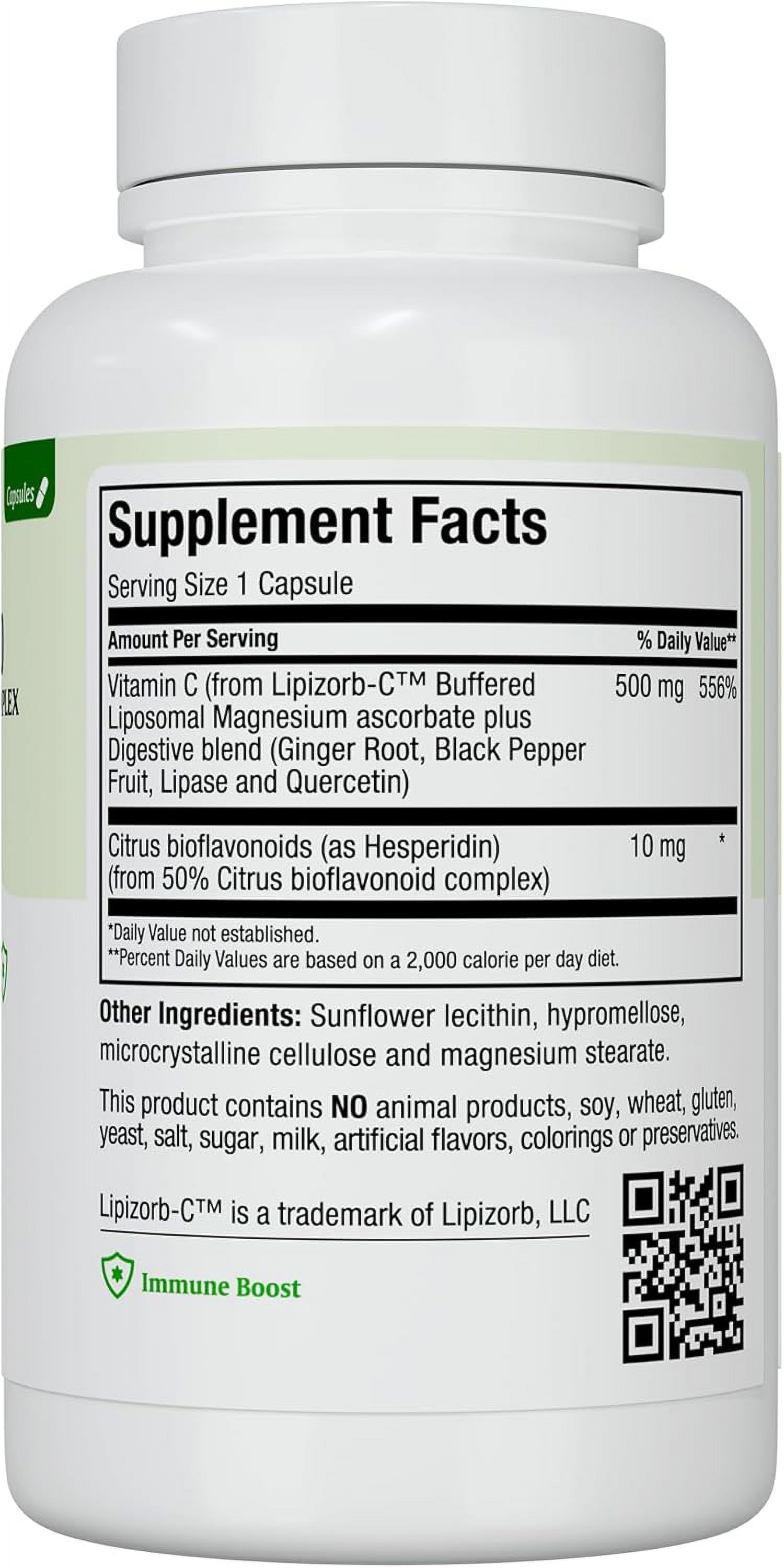 Maxi Health Liposomal Vitamin C Supplement – Immune Support – 500mg Buffered – 90 Vegetarian Capsules – 1 pack