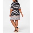 thumbnail image 3 of Ny Collection Plus & Petite Border-Print Bell-Sleeve Dress (Navy-3XP), 3 of 3