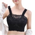 thumbnail image 3 of Solid Color Women's Lace Trim Wireless Bra with Padding, Integrated Camisole for Daily Wear, Comfortable and Fashionable Lingerie Black,L, 3 of 6