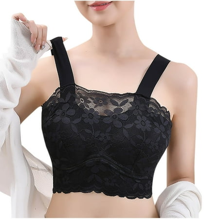 Arnsht No Wire Plus Size Full Coverage Lace Pad Gathering Camisole Minimizer Soft Comfort Breathable Women s Bra Black M