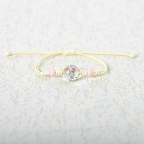 Nvzi Pulsera de flores hecha a mano - Pulsera de resina, pulsera ajustable, pulsera de flores - 2 piezas, multicolor