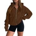 thumbnail image 2 of Resicozy Zip Up Sweatshirt Women 2026 Y2K Casual Long Sleeve Zipper Hoodies Fall Oversized Track Jackets With Pockets Brown M, 2 of 5
