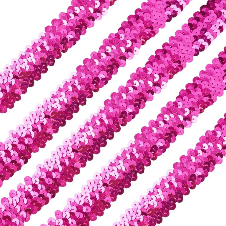 CRASPIRE 5.5 Yards Sequin Trim Elastic Sequin Ribbon Flat Sequins