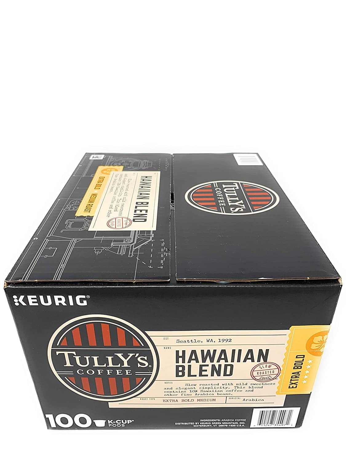 Tullys Coffee Hawaiian Blend K Cup Pods 100 ct