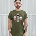 thumbnail image 3 of Tee Hunt Day of The Dead Floral Sugar Skulls T-Shirt Dia de Los Muertos Men's Tee, Military Green, Medium, 3 of 5