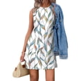 thumbnail image 2 of Dresses for Women Crewneck Sleeveless Tank Dress Summer Boho Vacation Clothes White Print XL, 2 of 9