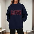 thumbnail image 5 of Womens Oversized Sweatshirts Side Split Mock Neck Pullover Love Heart Printed Loose Valentines Tops with Pocket (M, Navy #A), 5 of 5