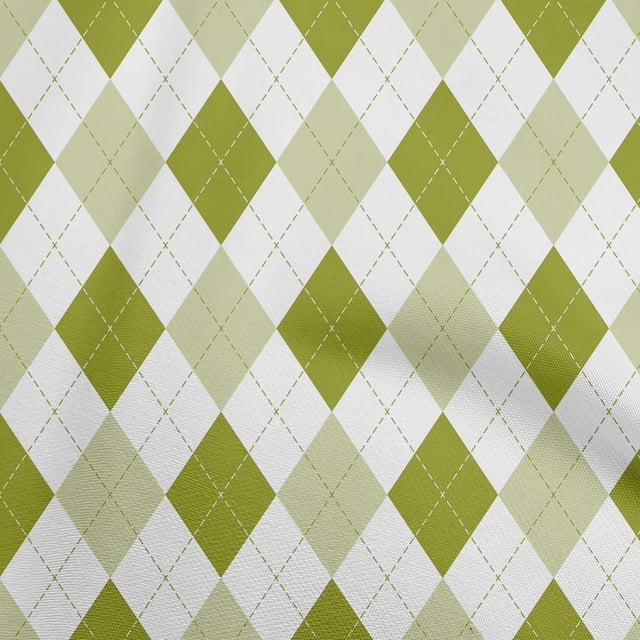 oneOone Polyester Spandex Light Green Fabric Check Argyle Sewing Craft Projects Fabric Prints By Yard 56 Inch Wide