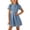 Blue2, variant on SDNall Girls Button Front Long Sleeve Denim Casual Dress, round Neck Ruffle Hem Fitted Waist Flared Soft Comfy Summer Sundress, Holiday Trips Weekend Outings School Wear Dresses for Girls 1-14 Years