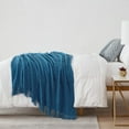 thumbnail image 4 of Navy Throw Blanket Textured Solid Soft Sofa Couch Decorative Knitted Blanket, 50" x 60" Navy, 4 of 5