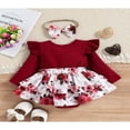 thumbnail image 3 of Infant Romper Dress Letter Embroidery Ribbed Floral Print Bodysuit, 3 of 6