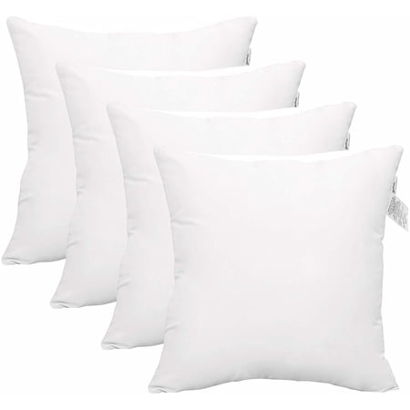 Accent Home Microfiber Decorative Pillow Inserts 18 x 18 Inches 4 Count