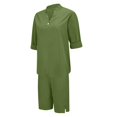 thumbnail image 6 of Linen Sets for Women 2 Piece Shorts Outfits Casual Summer Button V-Neck Short Sleeve Tops and Elastic Waist Shorts Outfit Sets, 6 of 9