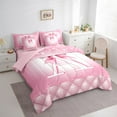 thumbnail image 3 of jejeloiu Letter A Monogrammed Twin Bedding Sets 7-Piece,Cute Bow Cowtie Bedding Comforter Set,Pink Glitter Print Sheet Sets For Child,Microfiber Room Decorative Reversible, 3 of 8