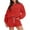 Red, variant on Wancir Women 2 Piece Outfits Sweatsuit Oversized Sweatshirt Lounge Sets 2024 Fashion Long Sleeve Shorts Matching Sets with Pockets