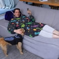 thumbnail image 3 of Wearable Oversized Blanket,Space Dinosaur Pattern Wearable Blanket Hoodie for Adults,Cozy Hooded Blankets with Super Pockets,Super Warm Fuzzy Pullover for Women & Men, 3 of 6