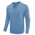 thumbnail image 6 of LEEy-World Mens Shirts Men's Henley Shirts Classic Long Sleeve Heavyweight Cotton T-Shirts(Light Blue,S), 6 of 6