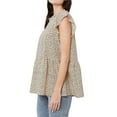 thumbnail image 4 of Nlife Women Ruffled Short Sleeve Button Closure Polka Dots Shirt,M, 4 of 6