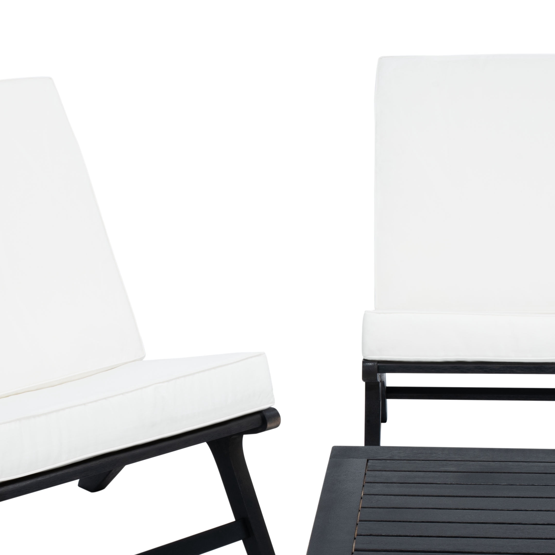 SAFAVIEH Chaston Outdoor 4 Piece Conversational Set, Black/Beige