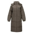 thumbnail image 3 of New Solid Color Loose Warm Over Knee Length Padded Down Jacket Thigh Length Winter Jacket Puffy Sleeping Bag Women Utility Jacket with Hood Women Winter Coat Fashion Jacket with Zipper Women Warm Coat, 3 of 5