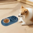 thumbnail image 3 of Slow Feeder Dog Bowl Dog Bowls Feeding Mat Set, Stainless Steel Bowl, Raised Edge Silicone, 2 Cup, Blue, 3 of 4