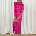 thumbnail image 4 of RYKJLWY Boho Dresses for Women 2024 Women's High End Satin Dress With Elegant Temperament Bridesmaid Attire Autumn And Winter Split Ends Pastel Dress for Women (Hot Pink,M), 4 of 9