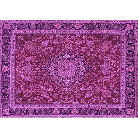 Ahgly Company Indoor Rectangle Medallion Purple Traditional Area Rugs, 2' x 3'