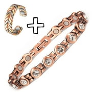 Pure Copper Magnetic Bracelets for Women, Cubic Zirconia Bracelets, Vintage Copper Jewelry,Gift for Mom Wife
