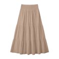 thumbnail image 4 of Wxolcjlv Women's Solid Tiered Maxi Skirt Smocked Waist Gathered Ruffle Layer Flared Silhouette Skirts, 4 of 5