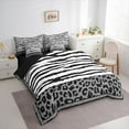thumbnail image 3 of Homewish Geometric Striped 7-Piece Bedding Comforter Set,Wild Leopard Print King Bedding Sets,Gray White Black Bed Sheets For Girl,Ultra Soft Home Decor Reversible, 3 of 8