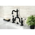 thumbnail image 2 of Kingston Brass KS7970PL English Country, Matte Black Bridge Bathroom Faucet with Matching Brass Pop-up Drain, 2 of 7